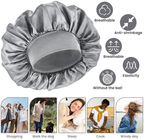 WLLHYF Silk Bonnet for Men, Satin Bonnet Elastic Band Silk Sleep Cap Soft Adjustable Hair Cap Hair Wrap for Women Sleeping - Image 6