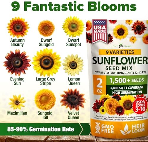 HOME GROWN Sunflower Mix Seeds, 9 Variety, 1,500+ Seeds - Image 3