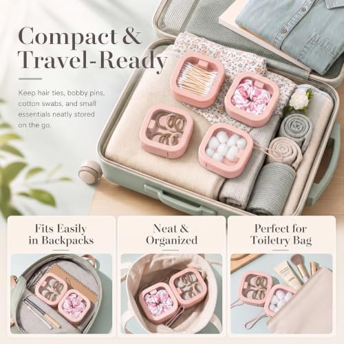 Kathfly 4 Pcs Hair Tie Organizer Travel, Stackable, Pink - Image 3