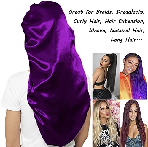 Wbfwbb 2 Pcs Silk Bonnet for Women Satin, Soft Elastic Band Silky Sleeping Cap Big Bonnets for Braids - Image 6