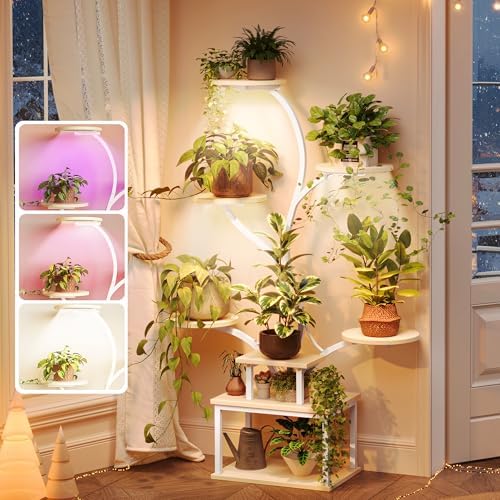 PRAISUN 51 Inch Plant Stand with Grow Lights, 8 Tiered Indoor Plant Shelf by PRAISUN