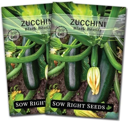 Sow Right Seeds - Black Beauty Zucchini Seed for Planting Summer Squash 2pk by SowRightSeeds