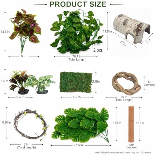 LIKZINWA Reptile Terrarium Decor Kit with Jungle Plants & Vines - Image 2