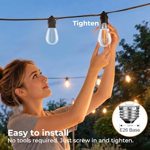 GvvooHome S14 Outdoor String Light Bulbs for Patio & Backyard, 30 Pack - Image 4
