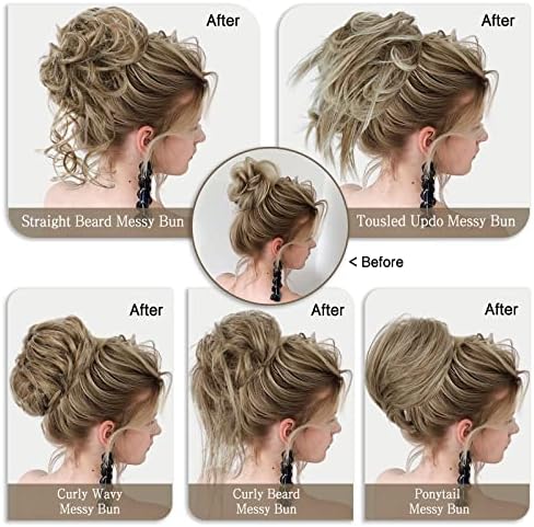 HMD 5 Pieces Messy Hair Bun Hairpiece Tousled Updo for Women - Image 3
