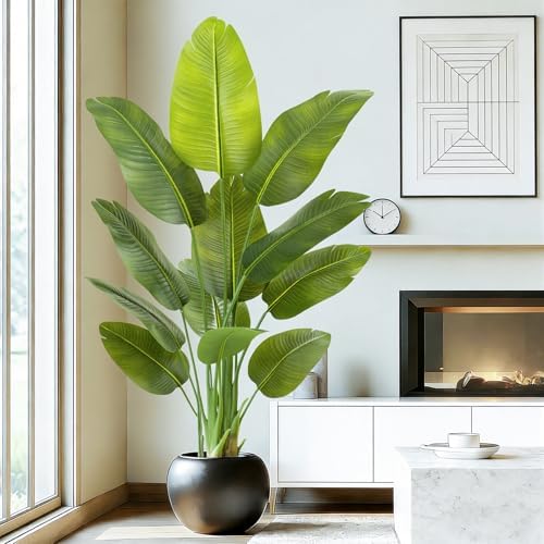 Lifelike Bird of Paradise Artificial Plant,5ft Faux Banana Leaf Tree with 12 Trunks - Perfect Indoor Silk Floor Plant for Home Decor in Living Room, Office, and Bedroom 1Pack - Image 4