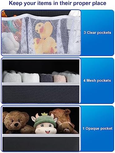 Over the Door Organizer Storage - 5 Tier Hanging Storage shelves Door Organizer with Pockets, Anti Tilt 44 lb Load Behind Door Organizer for Bedroom,Nursery,Bathroom,Kitchen,Dorm,Shoe - 1 Pack, Black - Image 5