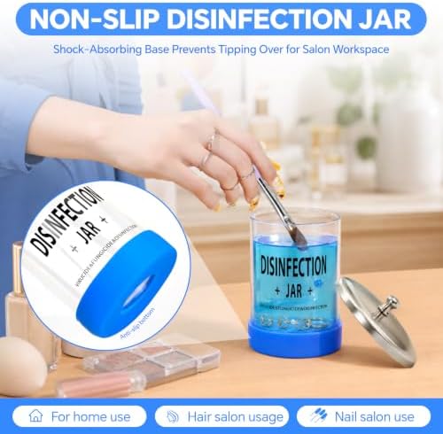 Disinfectant Sterilizer Glass Jar - Capacity 5 Oz Glass with Stainless Steel Lid for Cleaning, Storage & Organization of Manicure Nail Tools & Barber Salon Supplies - Image 6