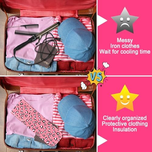 Shappy 2 Pcs Heat Resistant Curling Iron Flat Iron Travel Case,Leopard - Image 6