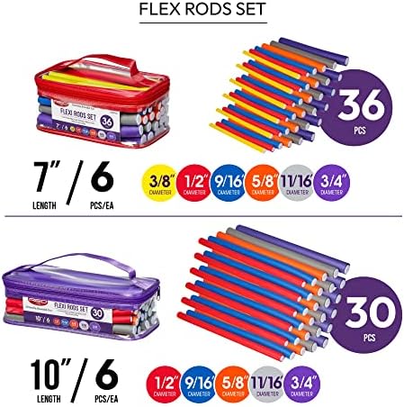 Red by Kiss 36PCS Flexi Rods, Flexible Curling Rods, Twist Foam Hair Rollers, No Heat Hair Curlers 7" Sets - Image 6