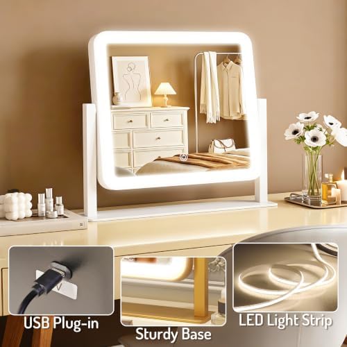 CraftCraze Makeup Mirror with Lights Vanity Mirror Dimmable|14"x12" White - Image 5
