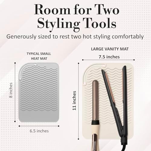 Large Vanity Mat, Heat Resistant Mat for Hair Tools, Vanity Décor, Ivory - Image 3