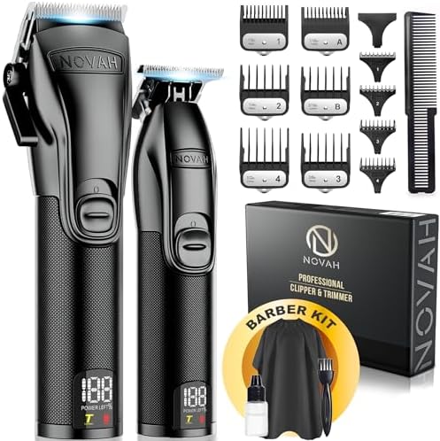 Novah® Professional Hair Clippers for Men, Professional Barber Clippers and Trimmer Set, Mens Cordless Hair Clipper for Barbers Haircut Kit Fade by NOVAHGrooming