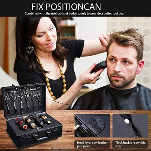 Barber Case Portable Barber Carrying Cases for Clippers and Supplies Double Layer Large Barbers Travel Tools Carry Organizer Box Professional Barber Kit Storage Case(black) - Image 4