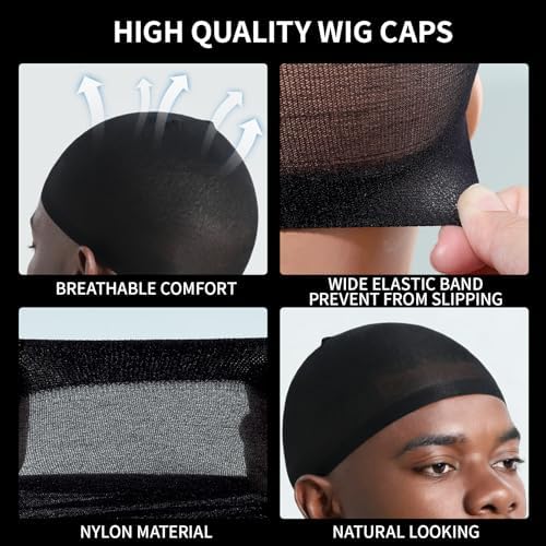 Fandamei Wig Cap for Men, 4PCS Black Hair Stocking Cap, Nylon Wig Caps Black, Hair Net for Men, Stretchy, Natural, Lightweight Wave Caps - Image 4