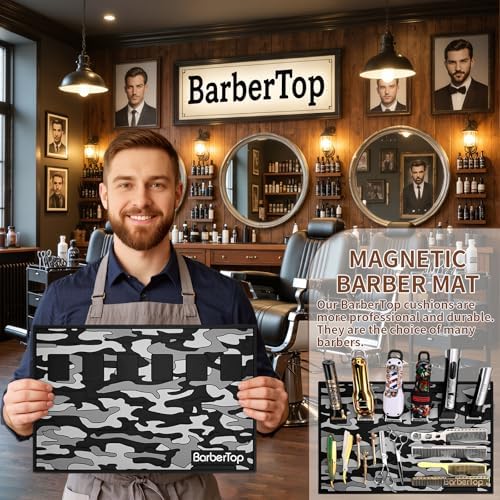 6 Magnetic Barber Mat, 12.5 x 19 Anti-Slip Barbershop Station Mats for Clippers, Salon Organizer Table Pad, Hairstylist Scissors Pad for Desktop Organization, Prevents Scratches (Gray) - Image 3