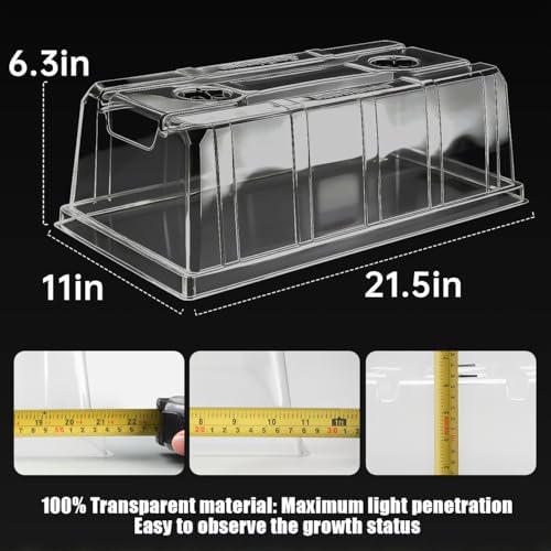 RooTrimmer 10 Pack 6.3" Tall Humidity Domes for 1020 Trays, Extra Strength Seed Starter Covers with 2 Adjustable Vents, Clear Plastic Propagation Cloning Lids for Germination & Microgreens, BPA-Free - Image 3
