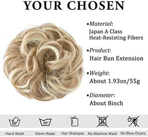 CJL HAIR Large Messy Bun Hair Piece Wavy Curly Scrunchies Synthetic Chignon Ponytail Hair Extensions Thick Updo Hairpieces for Women Dirty Blonde - Image 2
