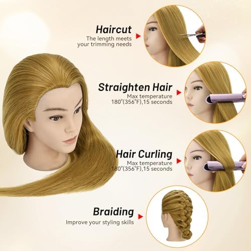 24" Mannequin Head with Hair for Hairdressing Training and Hair Styling - Image 3