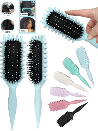 Blue Curl Defining Brush for Curly Hair – Detangling & Styling Brush for Women & Men, Defines 2A to 4C Curls, Reduces Frizz, Perfect for Wet & Dry Hair (Blue) - Image 2