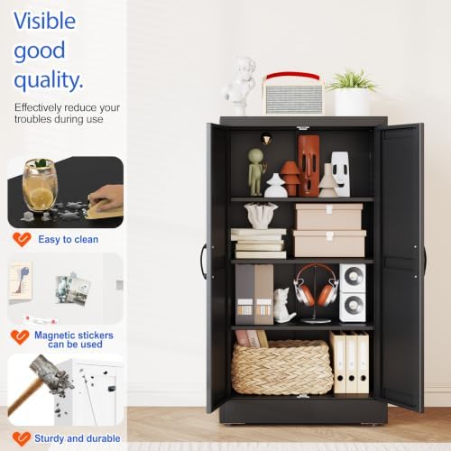 GAIOUS 43.3'' Tall Kitchen Pantry Cabinet, Black Metal Storage Cabinet - Image 4