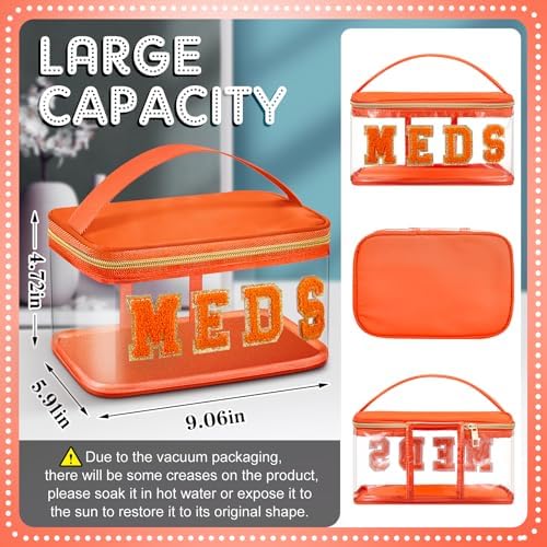 Geetery Meds Travel Bag Orange, Meds Chenille Letter Clear - Image 3
