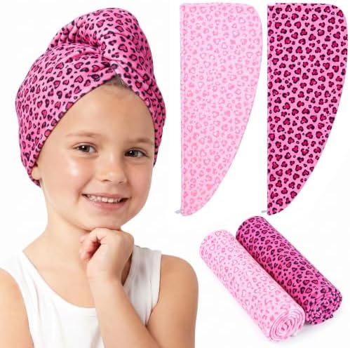 FIOBEE Microfiber Hair Towel Wrap for Kid Girls Rapid Drying Hair Turbans by FIOBEE