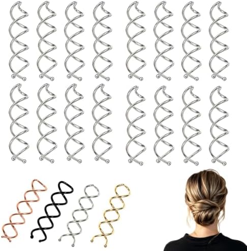 12 Pack French Twist Hair Braiding Tool, Spiral Hair Bun Maker & Twist Hair Styling Clip for Women Girls, Easy DIY Lazy Hair Curler Roller Braider Accessories (Silver) by Elradin