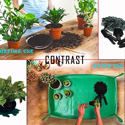 BIUWING Extra Large Plant Repotting Mat,Thickened Waterproof for Indoor Plant Transplanting and Mess Control,Foldable Succulent Portable Gardening Mat (43'*30',Green) - Image 2