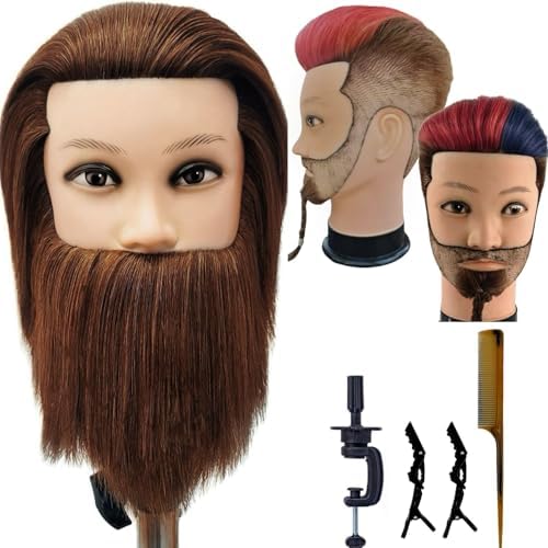 Barber Male Mannequin Head Human Hair with Beard by LeticiaLLC--FreedomLove