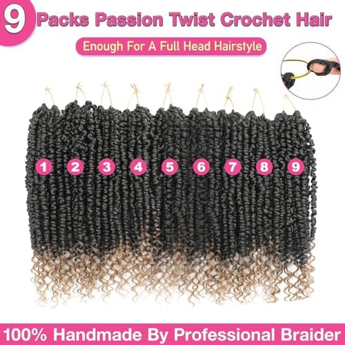 Passion Twist Crochet Hair 8" 1B/27 Pre-Looped 9Packs - Image 2