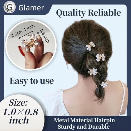 10 Pcs Mini Cute Flower-Shaped Hair Clips for Girls, Multicolor Crystal Hair Barrettes for Long Braid Hairstyles, Pearl Hairpin for Women Hair Accessories (10 Pcs- Mix Color) - Image 6