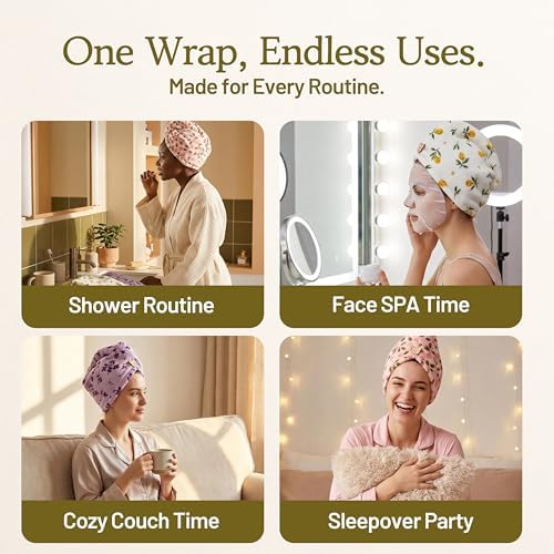 4 Pack Microfiber Hair Towel Wrap Set, Hair Towels for Women - Image 7