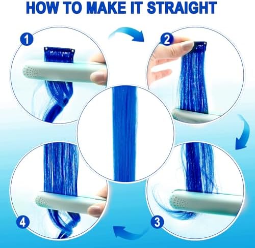 10 Pcs Blue Curly Wavy Synthetic Clip-In Hair Extensions 17 Inch Women Gift - Image 7