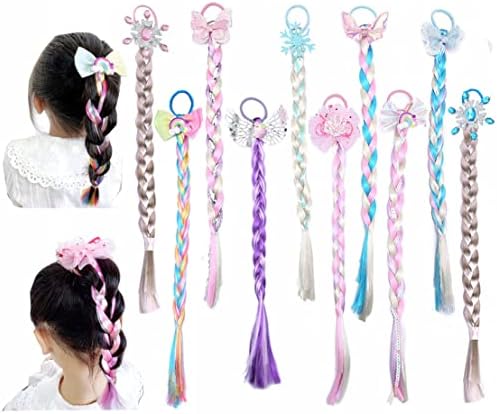 10Pcs Long Braided Wigs Princess Hairpiece Wig Braid Girls Cosplay Headband Hair Dess up Costume Accessories for Girls (C) by Yosbabe