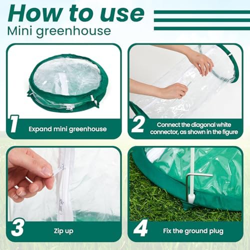 Nuanchu 2 Pieces Mini Greenhouse 19.7 x 10.2 Inch Portable Plant Flowers Mini Cover PVC Clear Greenhouse for Indoor Outdoor Gardening - Image 3