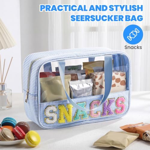 Sanwuta 1 Pcs Clear Seersucker Snacks Bag, Light Blue - Image 4