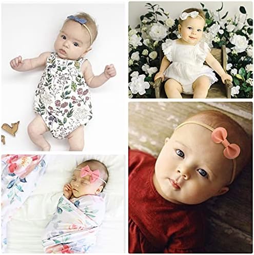 BQUBO Baby Girl Headbands with Bows Nylon Hairbands Handmade Hair Accessories for Newborn Infant Toddlers 10 Pack - Image 3