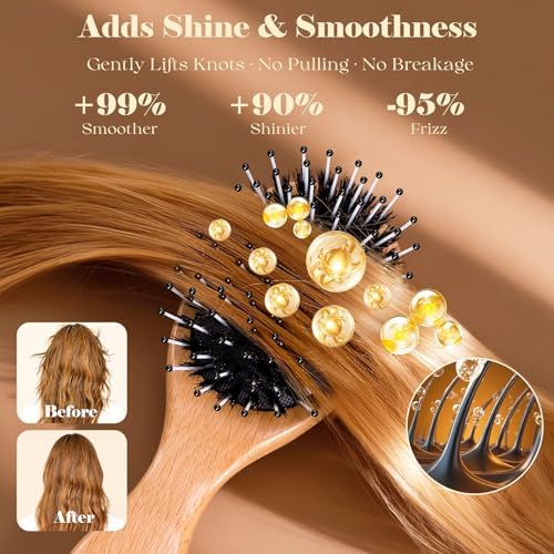 Mini Boar Bristle Hair Brush British Craftsmanship Handmade - Image 5