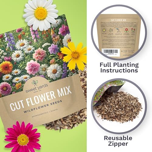 Cut Flower Garden Seeds - Extra Large 1 Ounce Packet - Over 7,500 Fresh Open Pollinated Non-GMO Wildflower Seeds - Long Lasting Annuals and Perennials with Bright Colors - Image 5