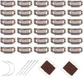 30pcs Snap Clips for Hair Extenisons 9 Teeth Wig Clips, Dark Brown by FeiHong