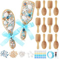 12 Set Wooden Hair Brush Decorating Kit, Ocean Style, Blue by Acellegic