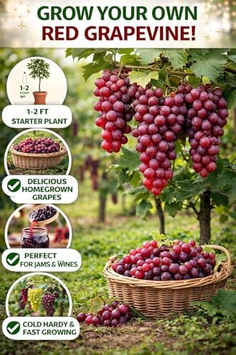 3 Red Grapevine Live Plants 1–2 Ft Tall – Vitis Vinifera Grape Vine – Sweet Table Grapes for Garden, Trellis, Pergola & Backyard Vineyard – Fast Growing Fruit Vine (3 Plants) - Image 2