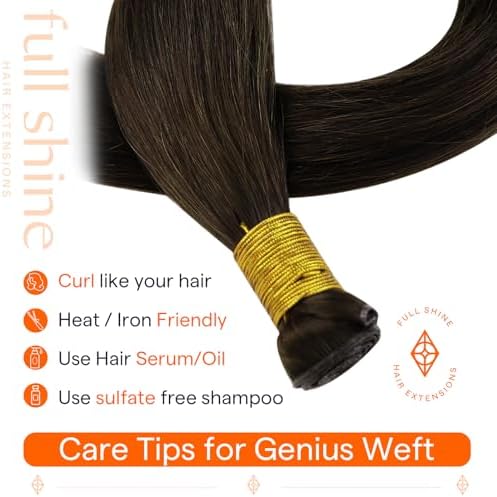 Full Shine Hand Tied Weft Extensions Human Hair Dark Brown 22 Inch 80g - Image 6