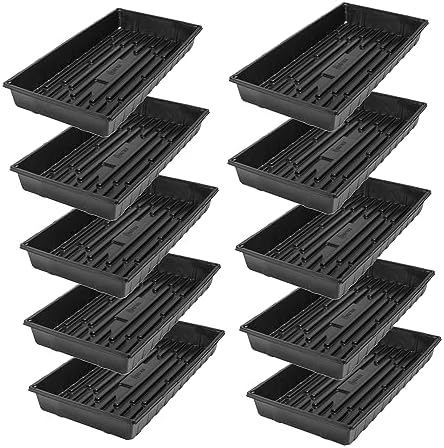 SUNPACK 10" x 20" Extra Strength Plastic Seed Starting Tray, Black, 2.5" (Pack of 10) - No Drainage Holes, Ideal for Greenhouses or Indoor Gardening - Made of BPA-Free Plastic by SUNPACK