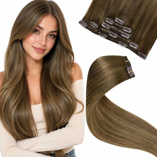 LaaVoo Clip In Hair Extensions, Ombre, Silky Straight, 22 Inch 5Pcs 80g by LaaVoo