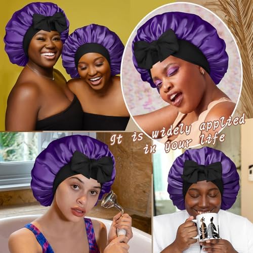 CHLINS Double Layer Satin Bonnet for Sleeping, Hair Bonnet for Curly Hair - Image 7