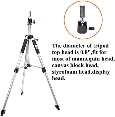 GEXWORLDWIDE GEX 63" Heavy Duty Mannequin Tripod Stand for Wig Cosmetology Training Practice Doll Manikin Head Tripod Wig Stand With Travel Bag (Silver) - Image 5