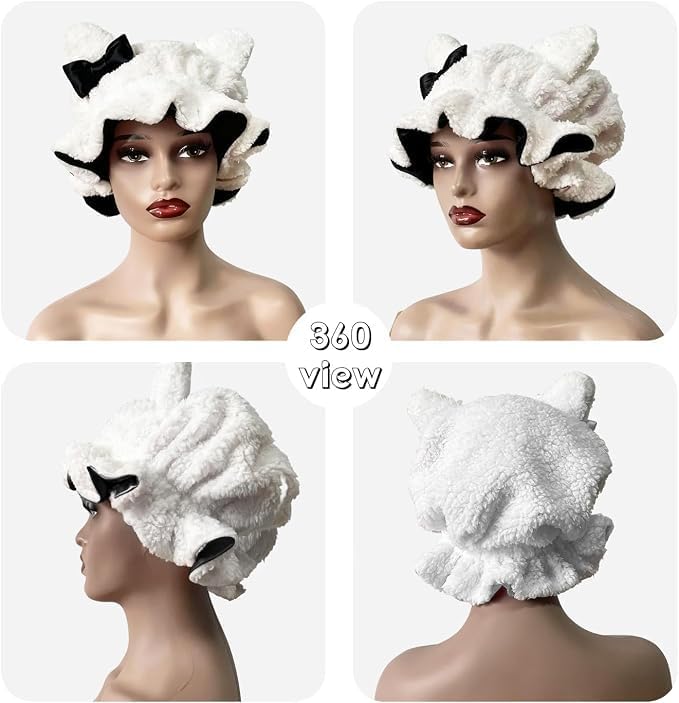 Satin Lined Sleep Bonnet for Women, Teddy Plush Hair Bonnet, Silk Wrap for Curly & Braided Hair, Anti-Frizz Night Cap - Image 5