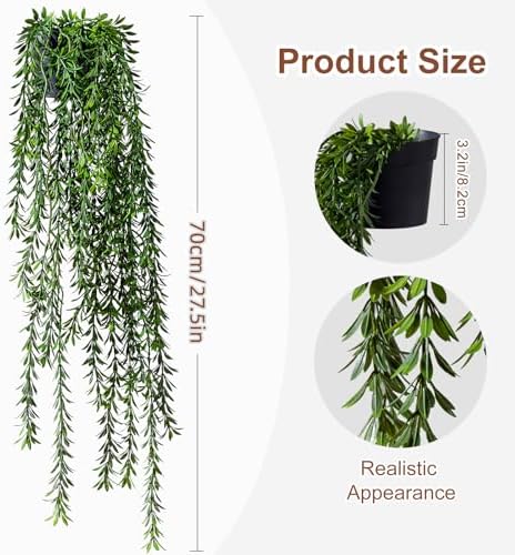 Artificial Hanging Plant 2 Pcs Faux Plant Ivy Vine Faux Eucalyptus Vines Fake Potted Greenery for Wall Living Room Home Shelf Office Bathroom Outdoor Indoor Decor (Type 4) - Image 2